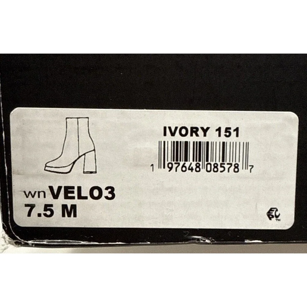 Nine West 7. Bootie Velo3 Ivory Platform Faux Leather Block Heel Ankle Boots NIB - Picture 10 of 11